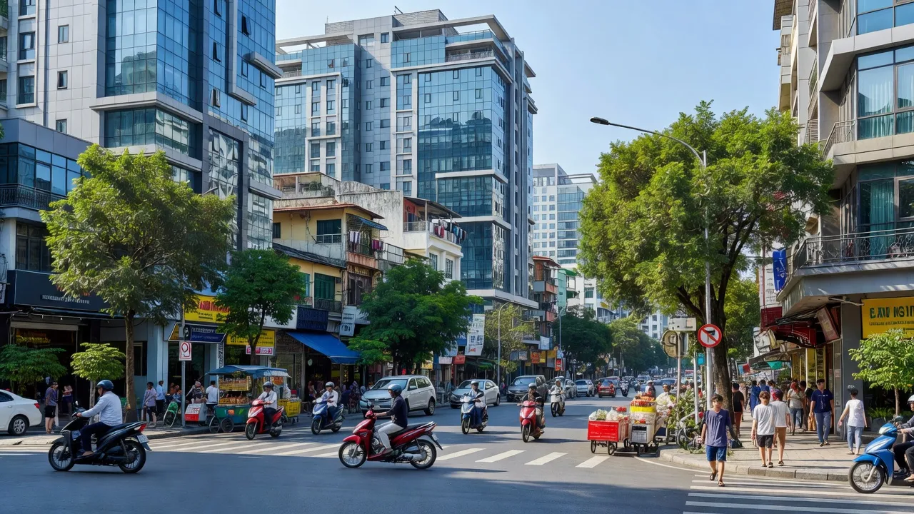 Phường 16, Quận 4, TP Hồ Chí Minh, khu vực nội thị sôi động và hiện đại, cây xanh khắp nơi.
