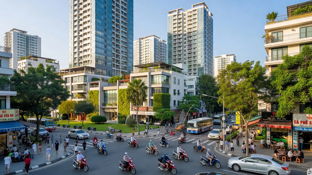 Phường 3 Quận 4, Thành phố Hồ Chí Minh với cảnh quan đô thị hiện đại và không gian xanh.