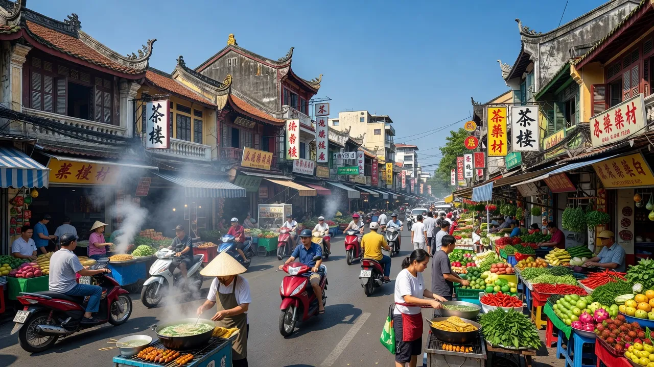 Quận 5, Thành phố Hồ Chí Minh với kiến trúc truyền thống, chợ sôi động và văn hóa đa dạng.
