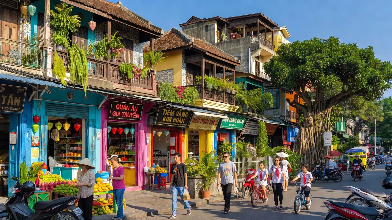 Phường 12, Quận 5, Thành phố Hồ Chí Minh với cảnh phố nhộn nhịp và kiến trúc truyền thống.