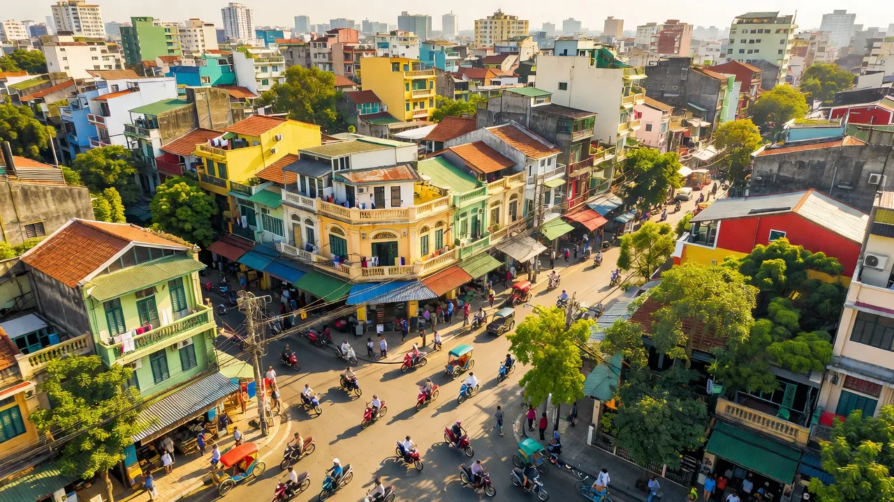 Khu phố nhộn nhịp Phường 5, Quận 5, Thành phố Hồ Chí Minh với ánh sáng rực rỡ và đời sống đô thị.