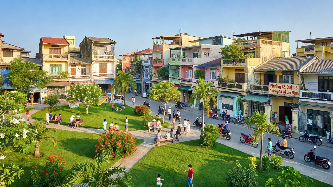 Phường 12, Quận 6, Thành phố Hồ Chí Minh với không gian xanh và cư dân thân thiện.