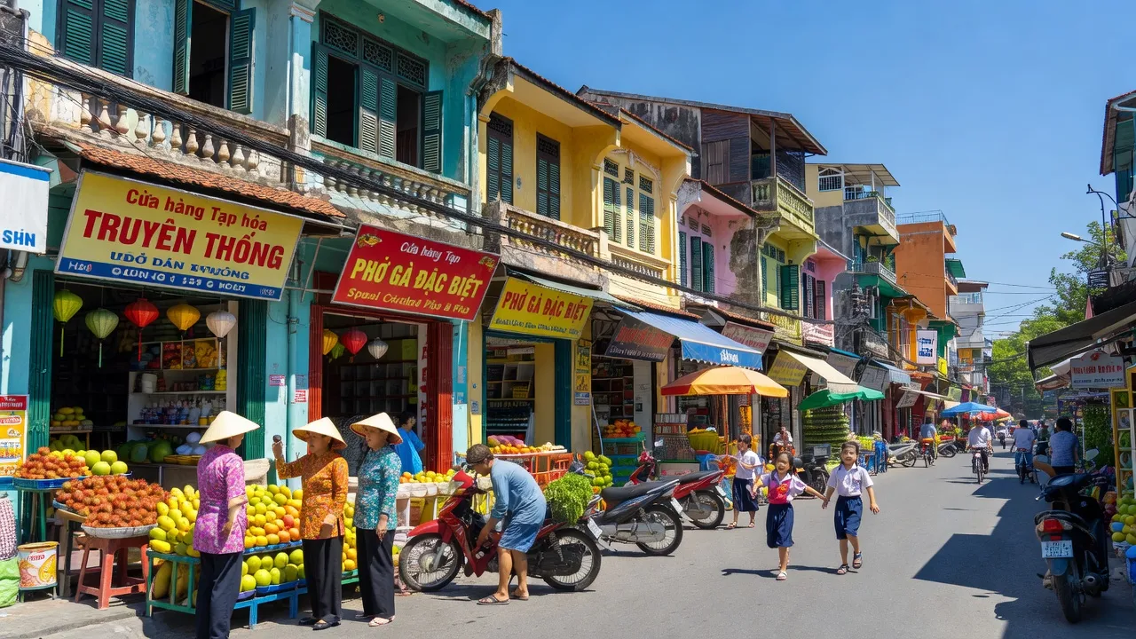 Cảnh phố Phường 13, Quận 6, Thành phố Hồ Chí Minh với kiến trúc và đời sống cộng đồng đa dạng.