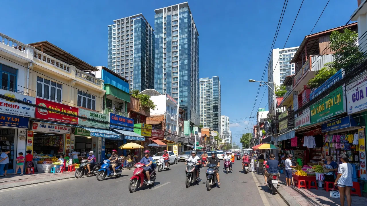 Phường Tân Phong, Quận 7, Hồ Chí Minh City with vibrant streets and modern architecture.