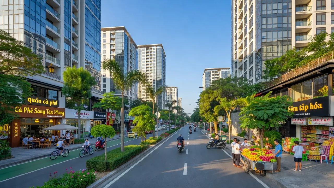 Phường Tân Phong, Quận 7, Hồ Chí Minh với không gian đô thị hiện đại và cuộc sống cộng đồng sôi động.