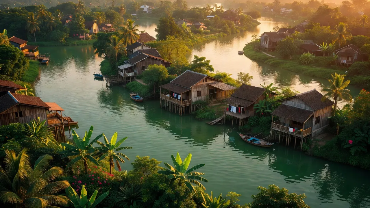 Phong cảnh Rạch Ông, kênh rạch xanh mát, nhà ven sông tại Quận 8, TP. Hồ Chí Minh.