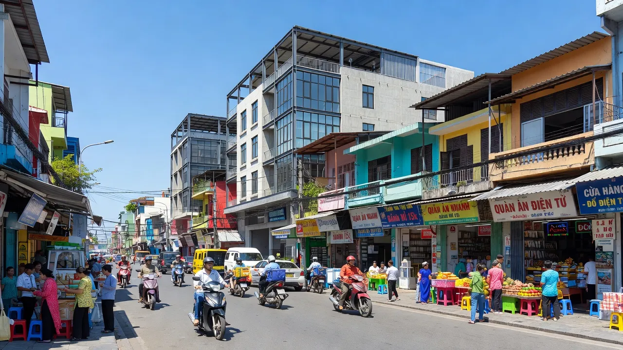 Cảnh đường phố sôi động tại Phường Tân Tạo A, Quận Bình Tân, Thành phố Hồ Chí Minh.