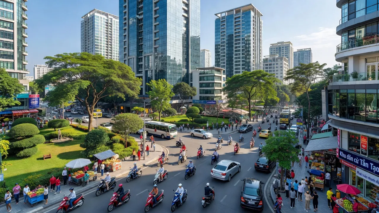 Phường Tân Tạo, quận Bình Tân, Thành phố Hồ Chí Minh, với cảnh quan đô thị phát triển nhanh.