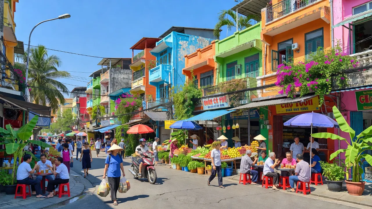 Khung cảnh nhộn nhịp tại Phường 11, Quận Bình Thạnh, Hồ Chí Minh với cuộc sống đô thị sôi động.