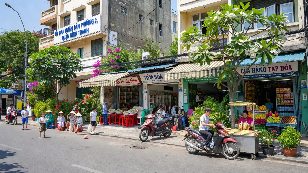 Khung cảnh Phường 2, Quận Bình Thạnh, Thành phố Hồ Chí Minh với sự sống động và hiện đại.