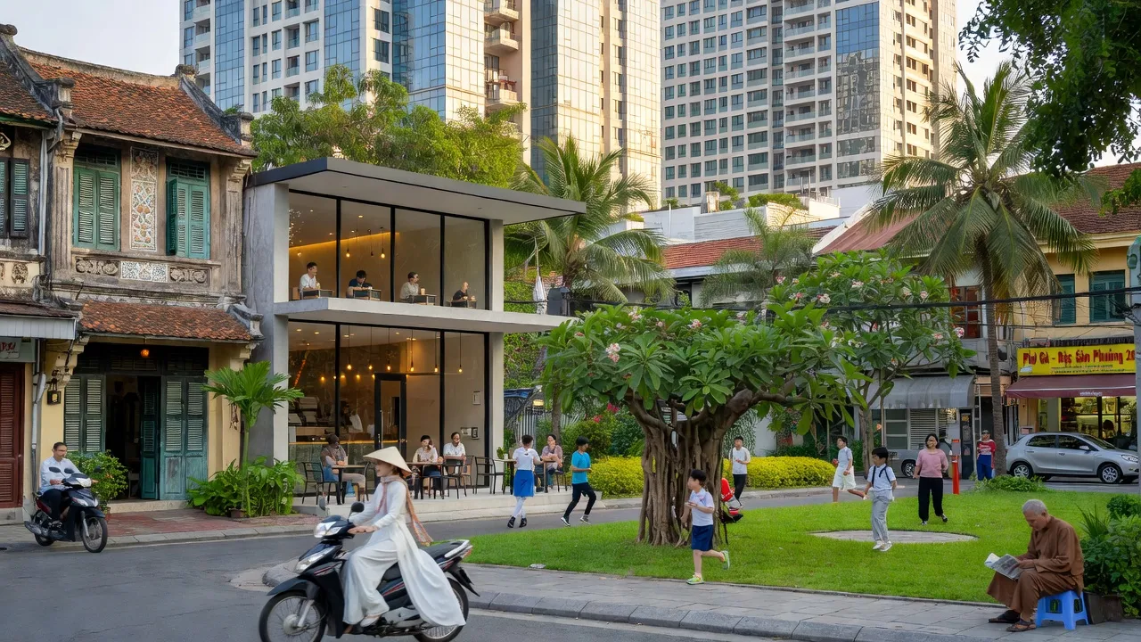 Phường 26, Quận Bình Thạnh, Thành phố Hồ Chí Minh with modern residential buildings and vibrant street life.