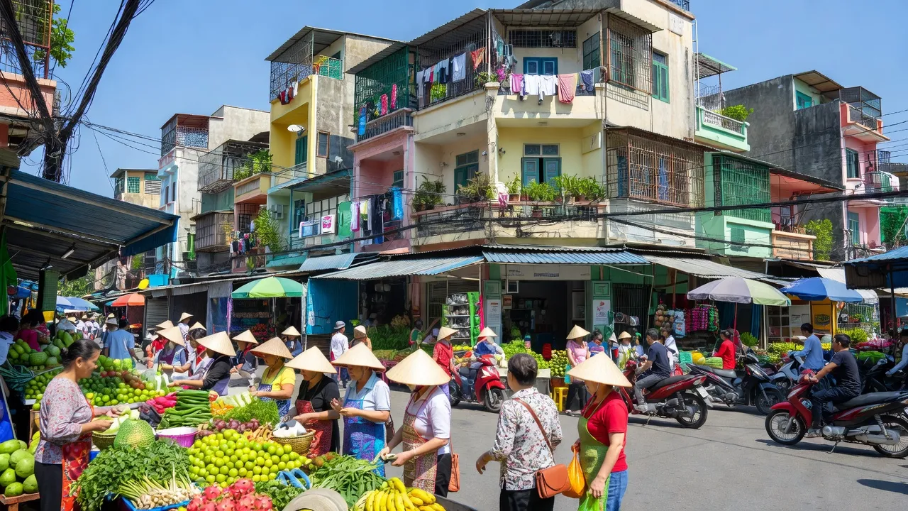 Khung cảnh sôi động tại Phường 10, Quận Gò Vấp, với chợ địa phương và cuộc sống hàng ngày.