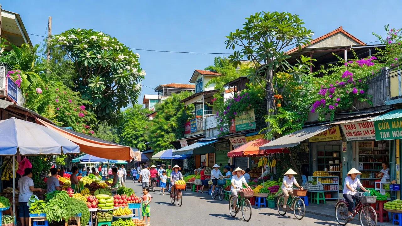 Khung cảnh sống động Phường 15, Quận Gò Vấp với hoạt động hàng ngày và các khu dân cư.