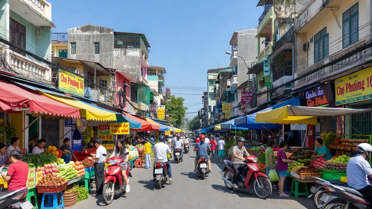 Khu dân cư sầm uất Phường 16, Quận Gò Vấp, thành phố Hồ Chí Minh với hoạt động sống động.