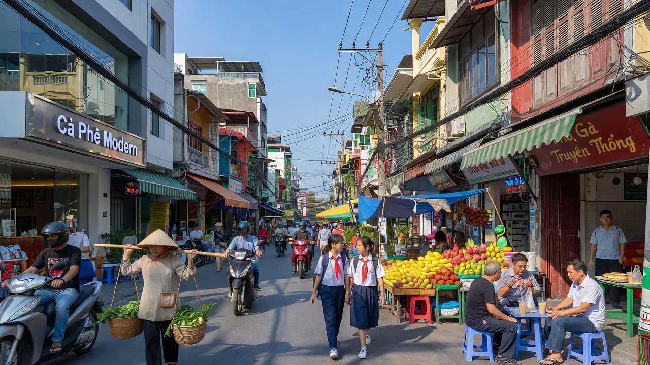 Phường 13, Quận Phú Nhuận, Thành phố Hồ Chí Minh với cảnh sống động và hoạt động thương mại nhộn nhịp.