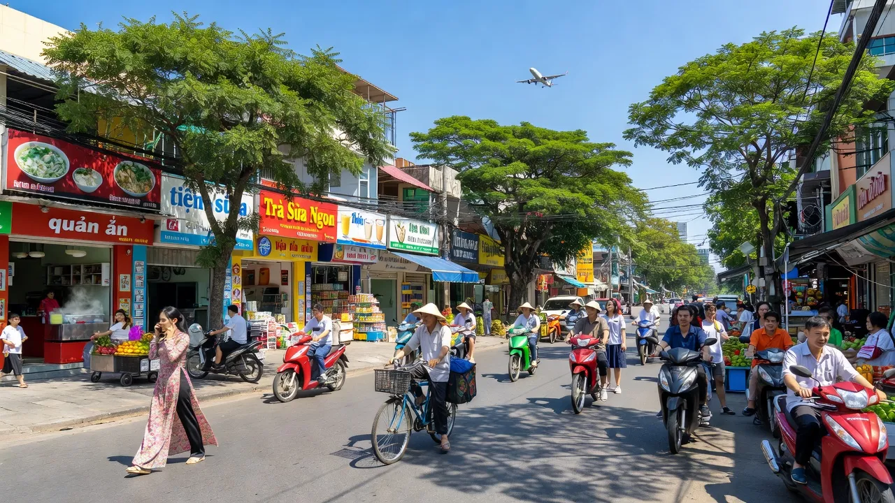 Khung cảnh nhộn nhịp tại Phường 7, Quận Phú Nhuận, Thành phố Hồ Chí Minh, thể hiện cuộc sống đô thị sôi động.