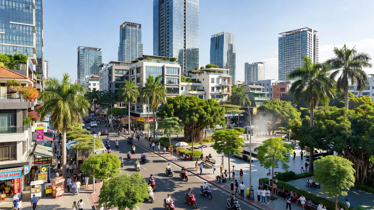 Quận Tân Bình, thành phố Hồ Chí Minh với kiến trúc sầm uất và không gian xanh thoáng đãng.