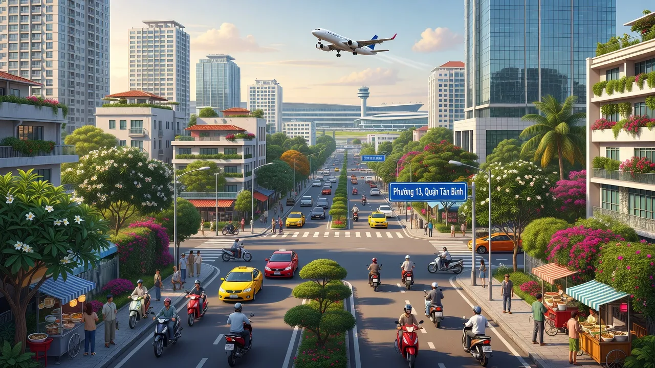 Phường 13, Quận Tân Bình, Hồ Chí Minh with modern architecture and vibrant street life.