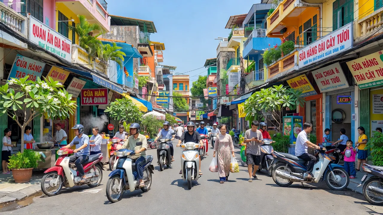 Khung cảnh sống động ở Phường 15, Quận Tân Bình, Thành phố Hồ Chí Minh với hoạt động phố phường nhộn nhịp.