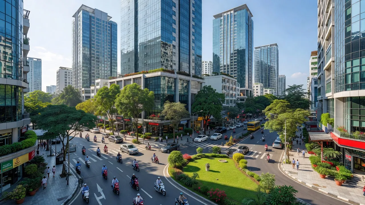 Khung cảnh Phường 2, Quận Tân Bình với các tòa nhà hiện đại và đường phố sôi động.