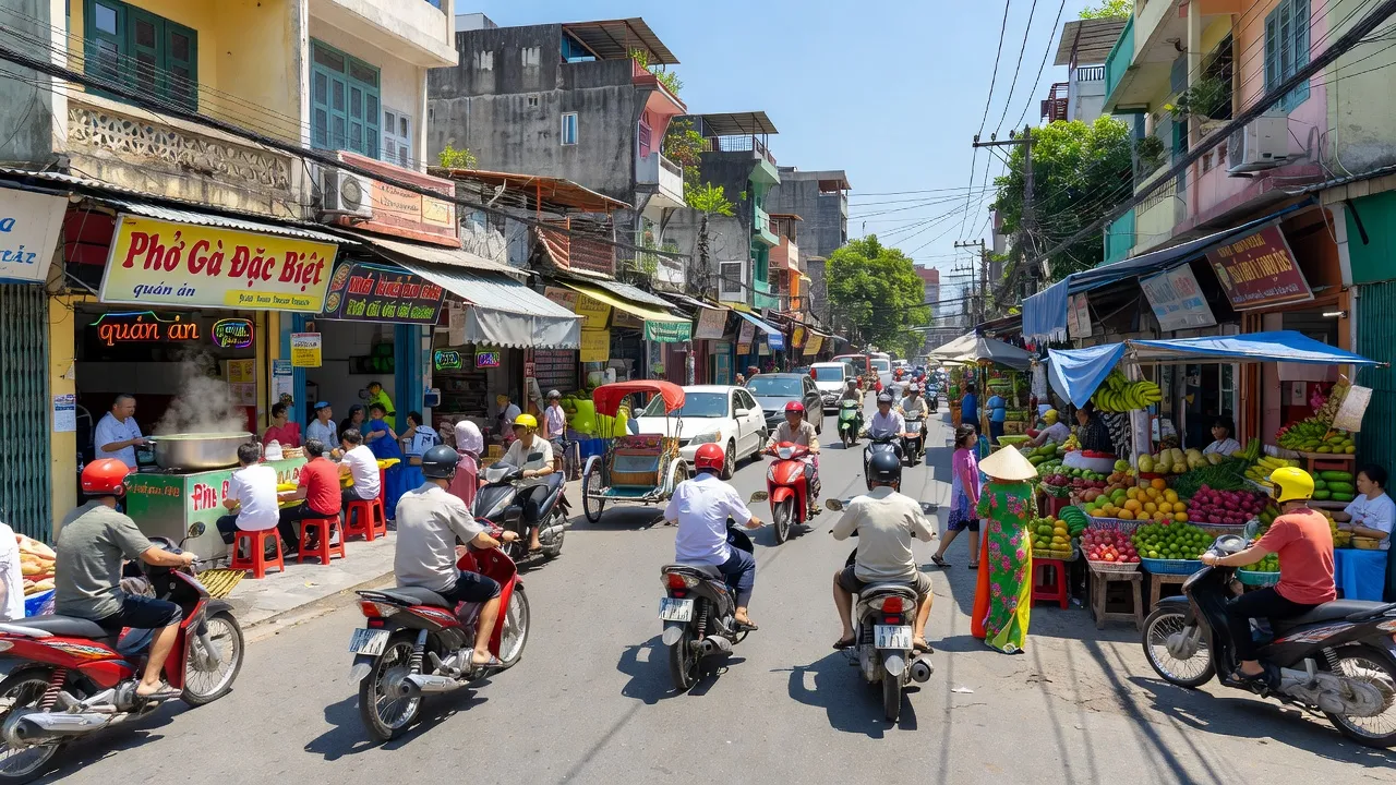 Cảnh phố đông đúc tại Phường 6, Quận Tân Bình, Thành phố Hồ Chí Minh với cửa hàng và hoạt động người dân.
