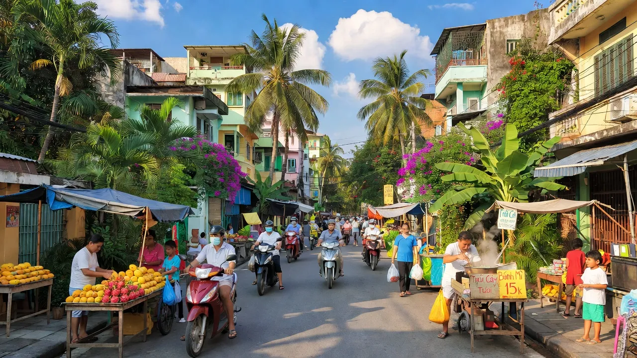 Phường 7, Quận Tân Bình, Thành phố Hồ Chí Minh với mật độ dân cư cao và đường phố nhộn nhịp.