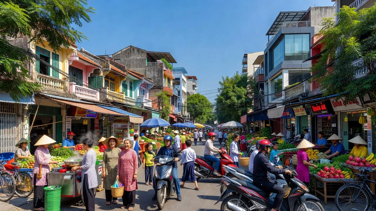 Khung cảnh sôi động tại Phường 9, Quận Tân Bình, Thành phố Hồ Chí Minh với nhà cửa và người dân.