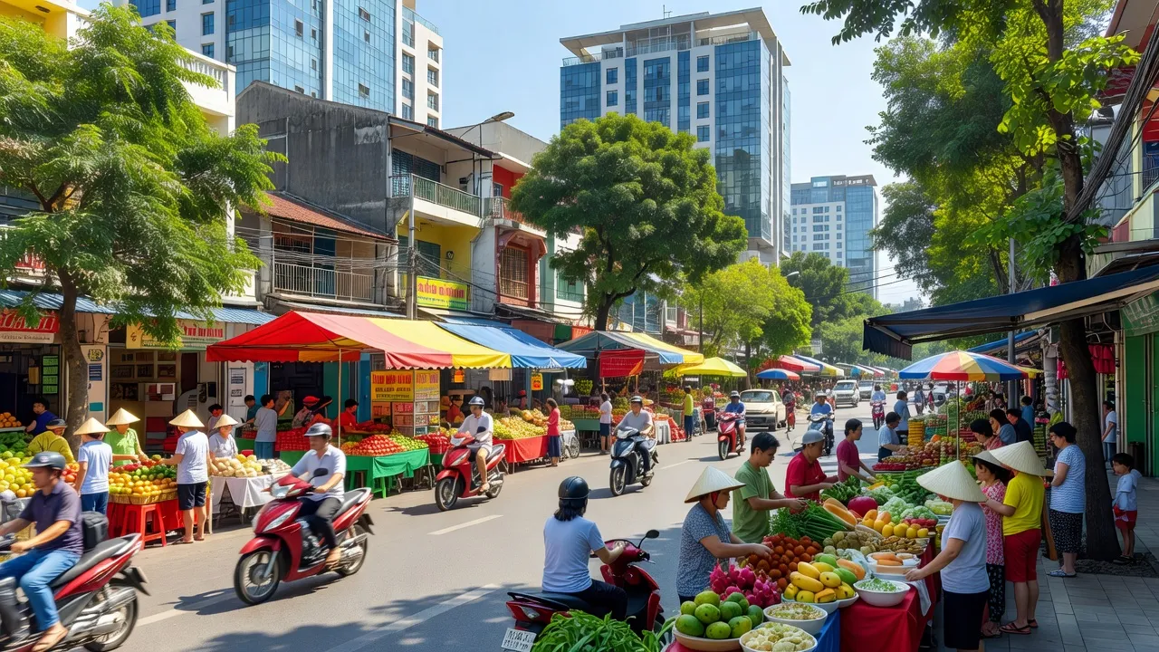 Khung cảnh đô thị sôi động tại Phường Tân Thành, Quận Tân Phú, Thành phố Hồ Chí Minh.