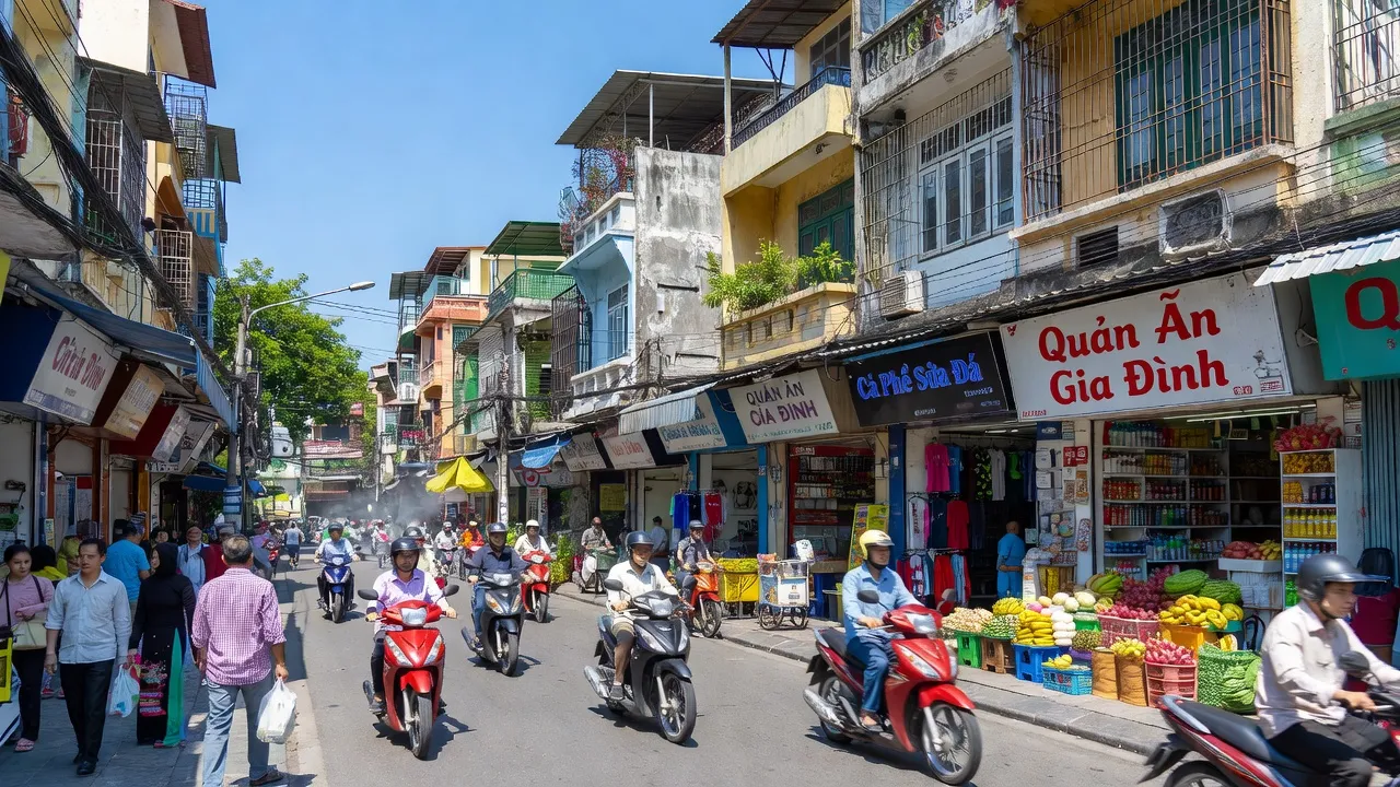 Khung cảnh nhộn nhịp tại Phường Tân Thới Hòa, Quận Tân Phú, Thành phố Hồ Chí Minh vào ngày nắng.
