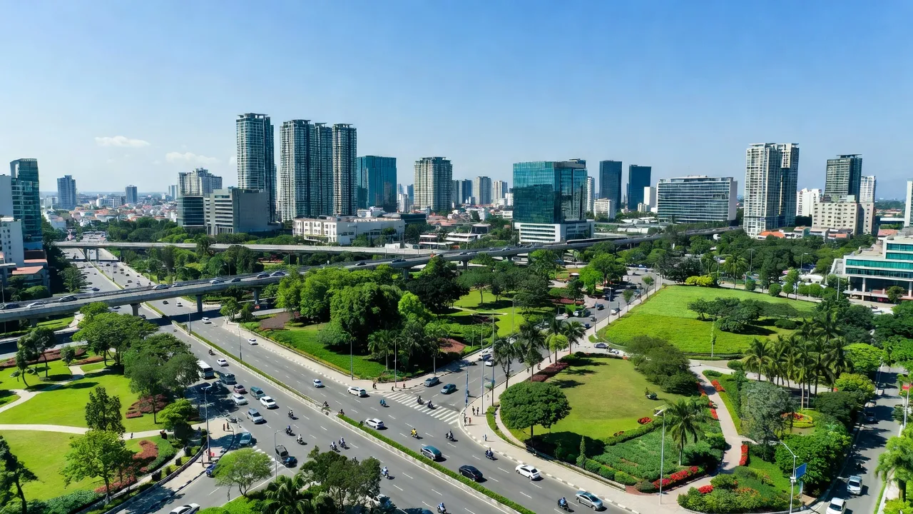 Quang cảnh Phường Long Bình, Thủ Đức với hạ tầng hiện đại và không gian xanh, Thành phố Hồ Chí Minh.