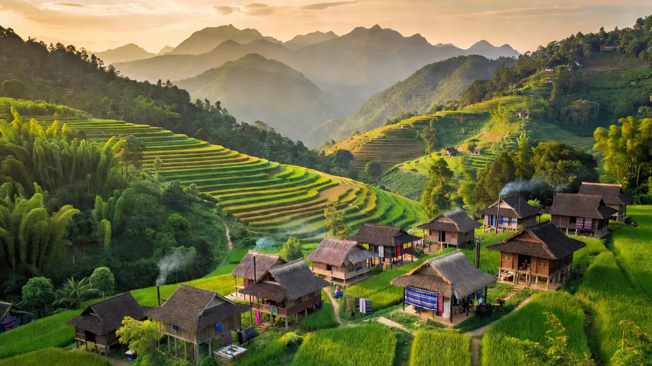 Huyện Đà Bắc, Hòa Bình với cảnh núi non, bản làng dân tộc Mường, Tày, Dao, Thái.