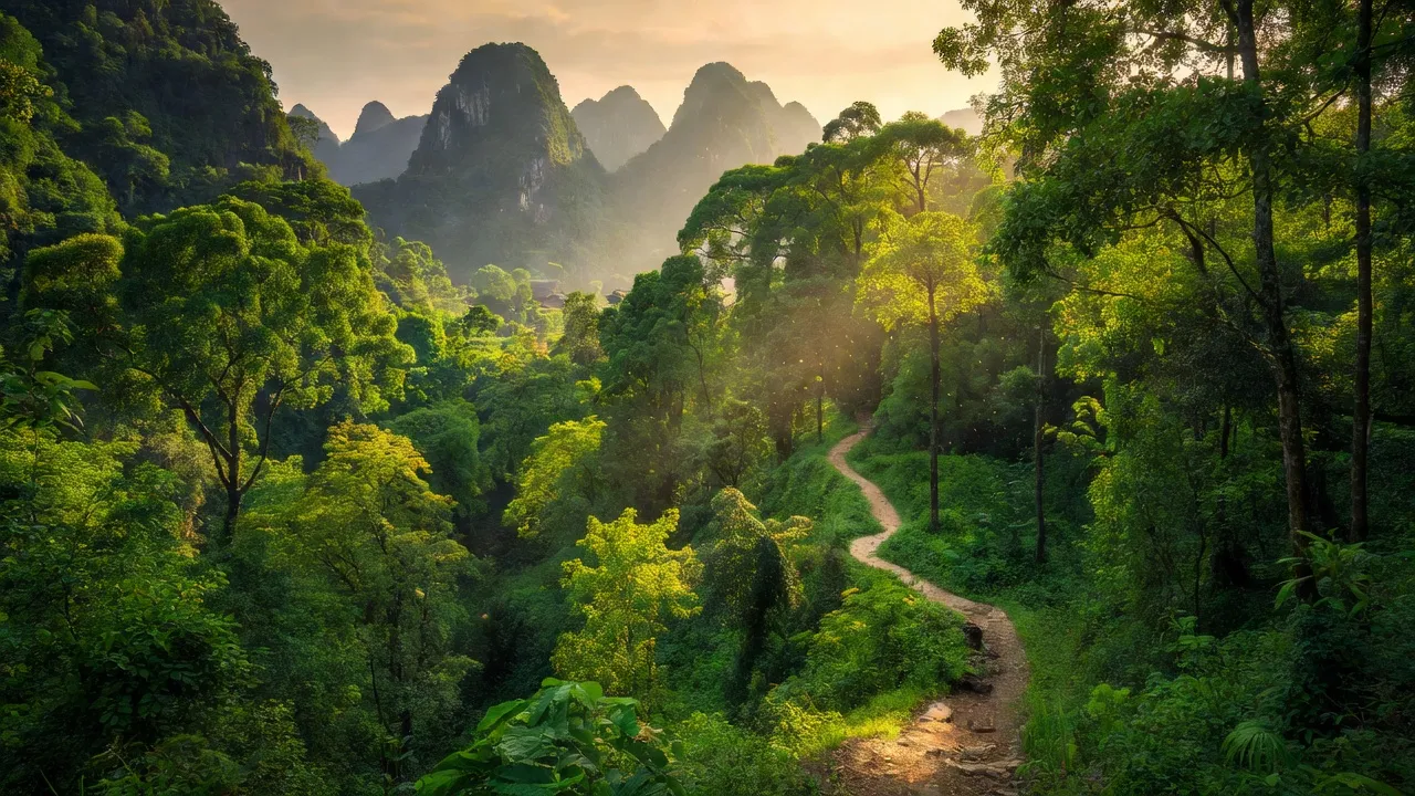 Thiên nhiên hùng vĩ xã Tú Sơn, huyện Kim Bôi, tỉnh Hòa Bình, với rừng cây và núi non xanh.