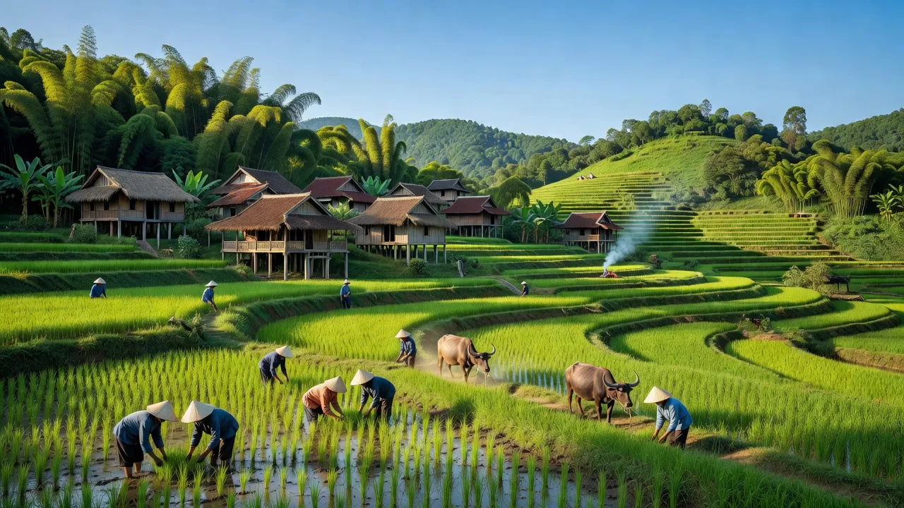 Cảnh đẹp xã Ân Nghĩa, huyện Lạc Sơn, tỉnh Hòa Bình với cảnh sắc thiên nhiên tươi đẹp.
