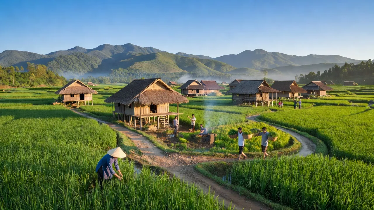 Quyết Thắng village in Lạc Sơn, Hòa Bình, showcasing traditional rural landscapes and local culture.