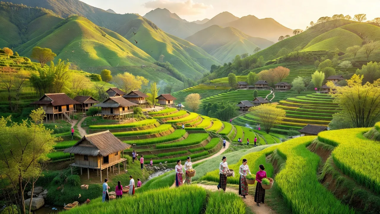 Cảnh vật xã Tuân Đạo, huyện Lạc Sơn, tỉnh Hòa Bình, với thiên nhiên và cuộc sống cộng đồng dân tộc.