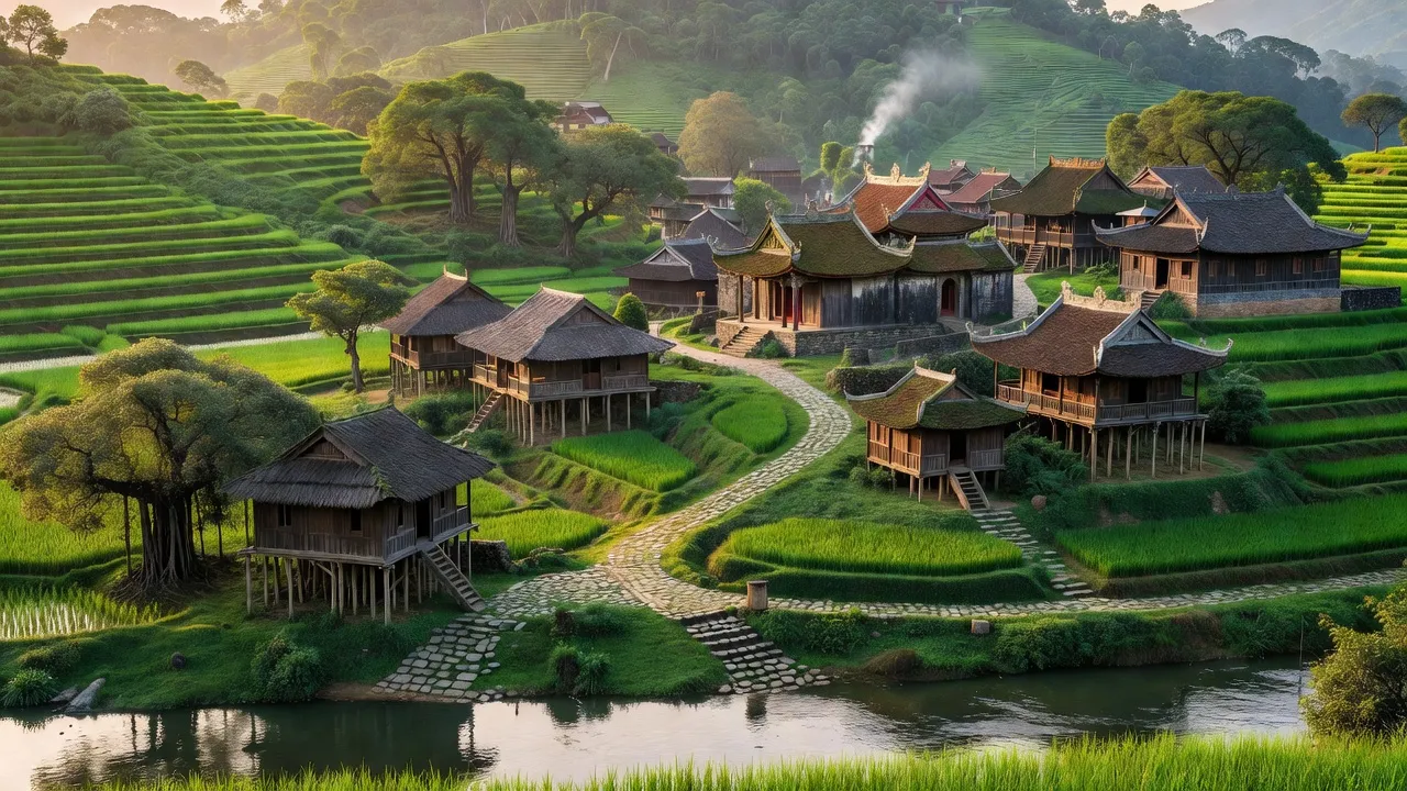 Thị trấn Chi Nê, huyện Lạc Thủy, tỉnh Hòa Bình với phong cảnh xanh mướt và kiến trúc cổ.