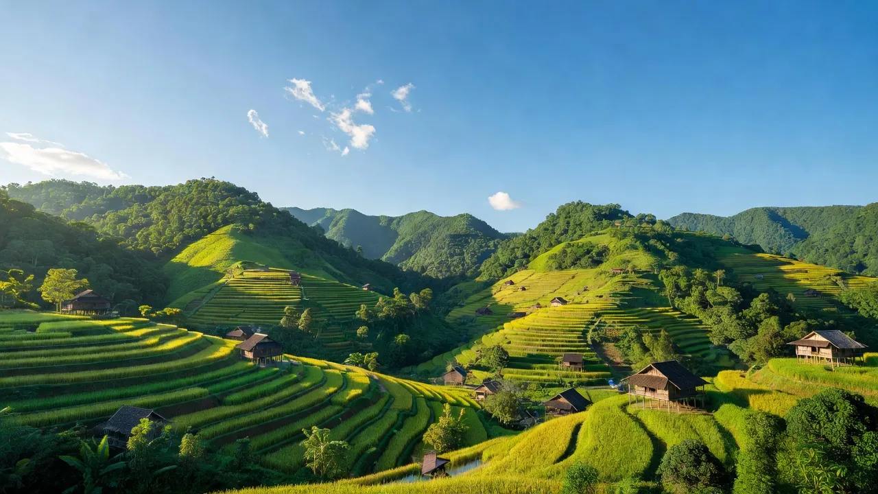 Khung cảnh thiên nhiên tuyệt đẹp tại xã Phú Thành, huyện Lạc Thủy, tỉnh Hòa Bình, với nông nghiệp xanh tươi.