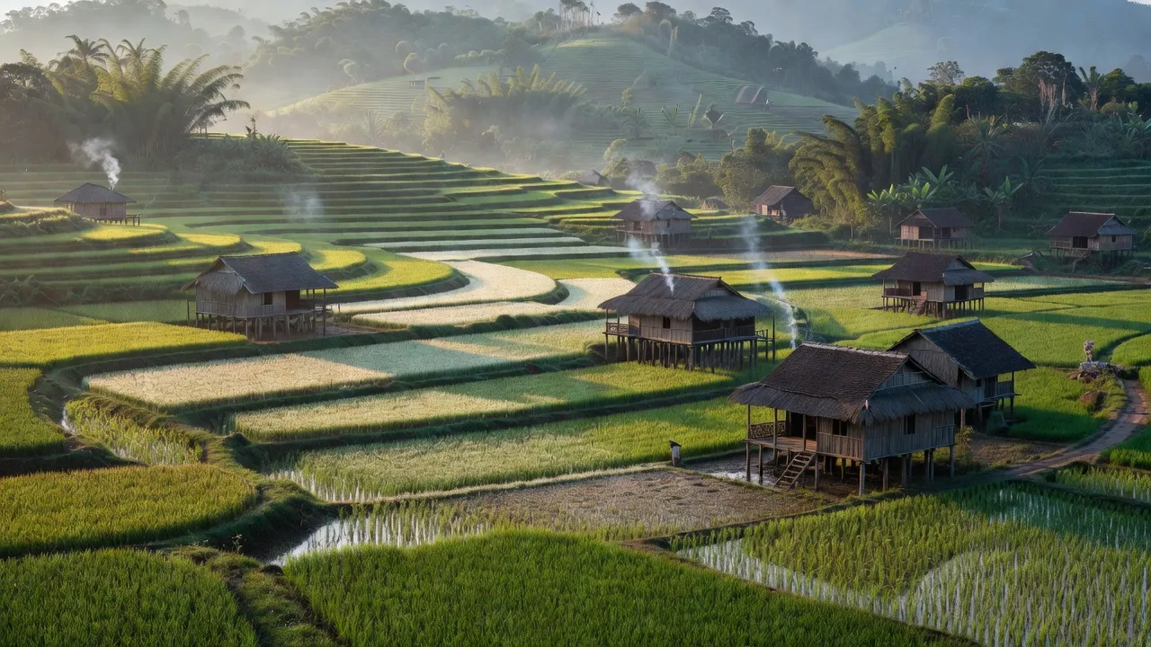 Lâm Sơn, Lương Sơn, Hòa Bình: Cảnh đồng xanh, nhà truyền thống và đồi núi đẹp.