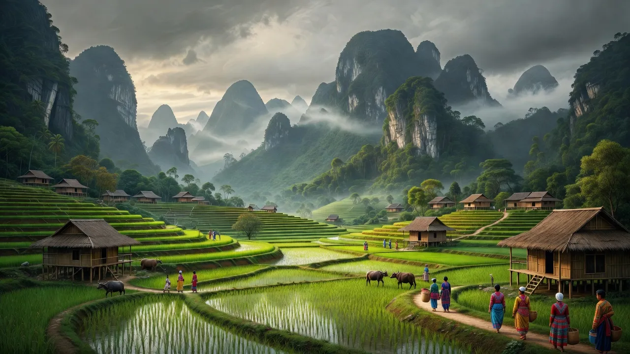 Cảnh đẹp thiên nhiên xã Vân Sơn, huyện Tân Lạc, tỉnh Hòa Bình với núi rừng và đồng xanh.