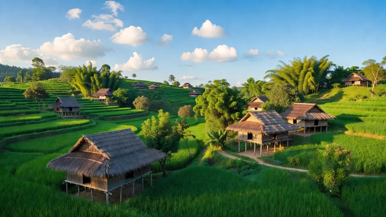 Khung cảnh Yên Trị, huyện Yên Thủy, tỉnh Hòa Bình với những ngôi nhà Mường xanh tươi.