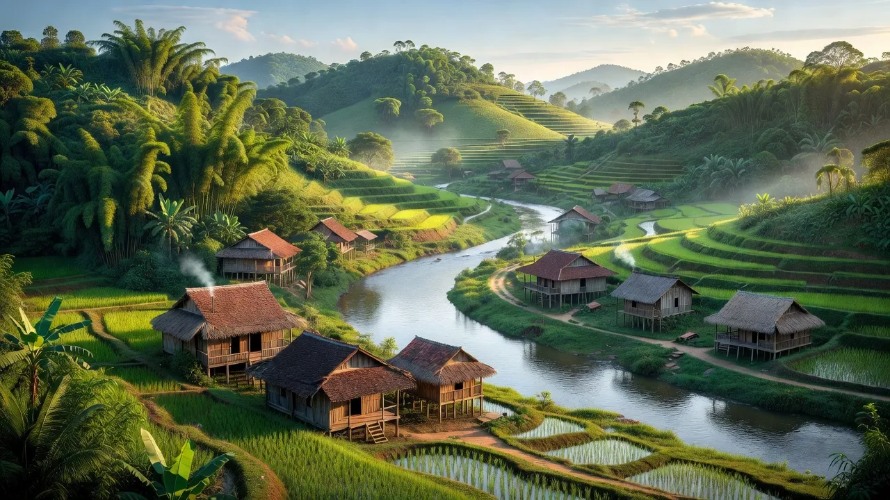 Cảnh quan thiên nhiên xã Sơn Thủy, huyện A Lưới với đồi xanh và dòng sông đẹp.