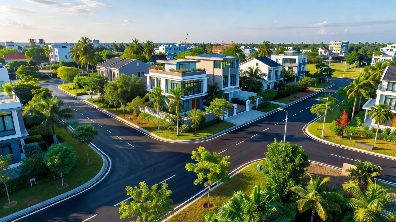Cảnh quan thiên nhiên và đô thị hiện đại tại Phường Thủy Dương, Hương Thủy, Huế.