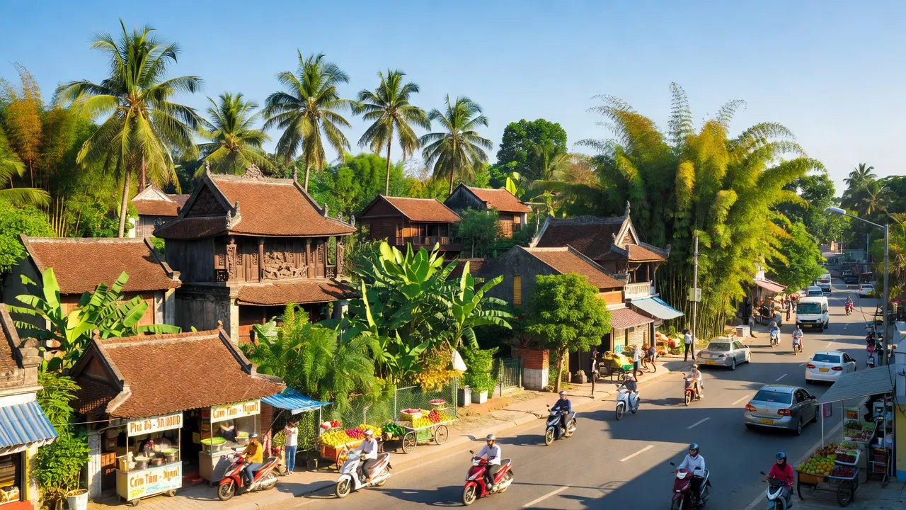 Tứ Hạ, Hương Trà in Huế, showcasing greenery, architecture, and vibrant roads along Quốc lộ 1A.