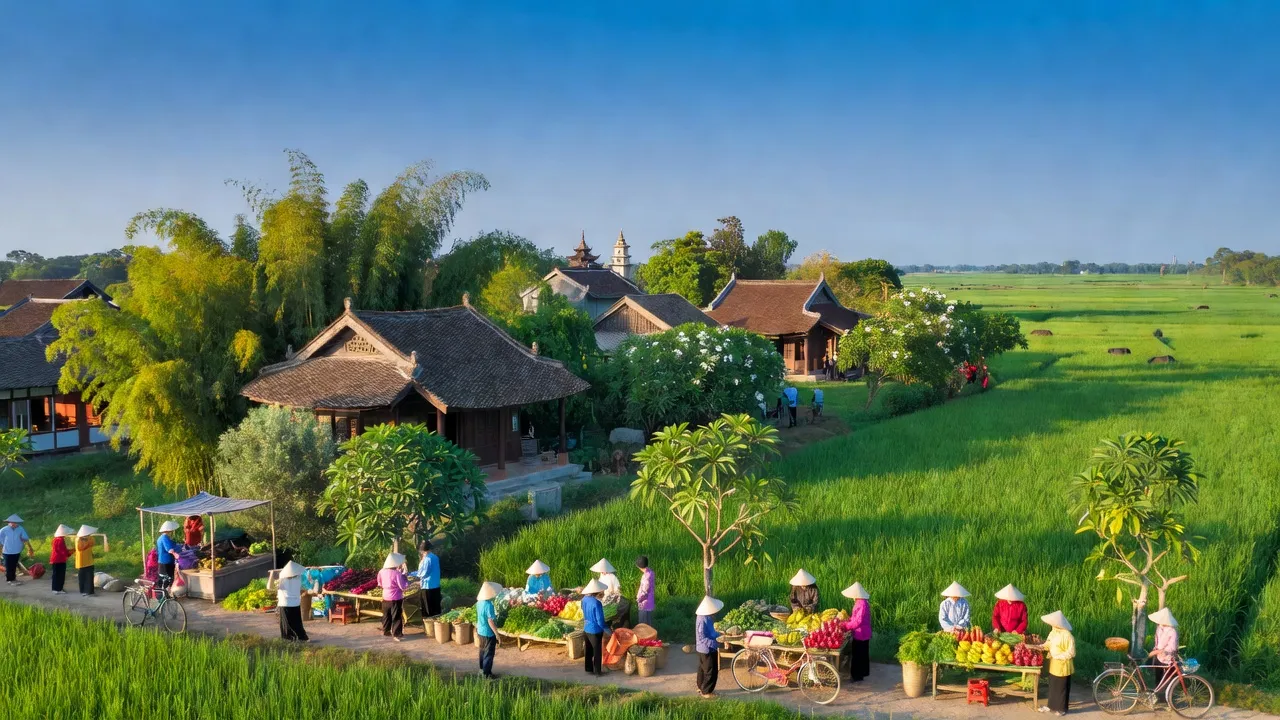 Khung cảnh Phường Phong Hiền tại Thị xã Phong Điền, Thành phố Huế, Việt Nam với kiến trúc truyền thống.