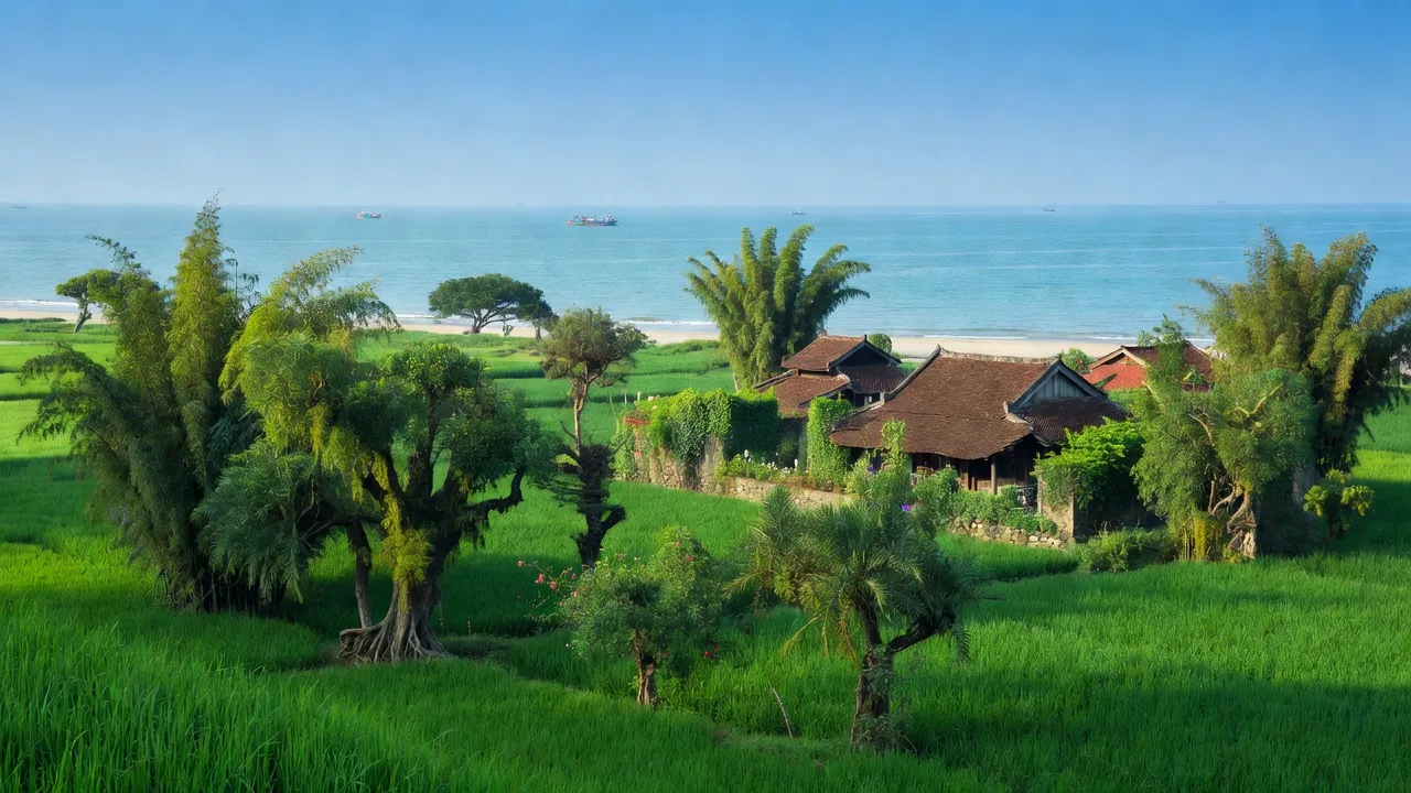 Phong Phú, Phong Điền, Huế, cảnh đẹp thiên nhiên, ven biển, kiến trúc địa phương, cây xanh, bầu trời trong xanh