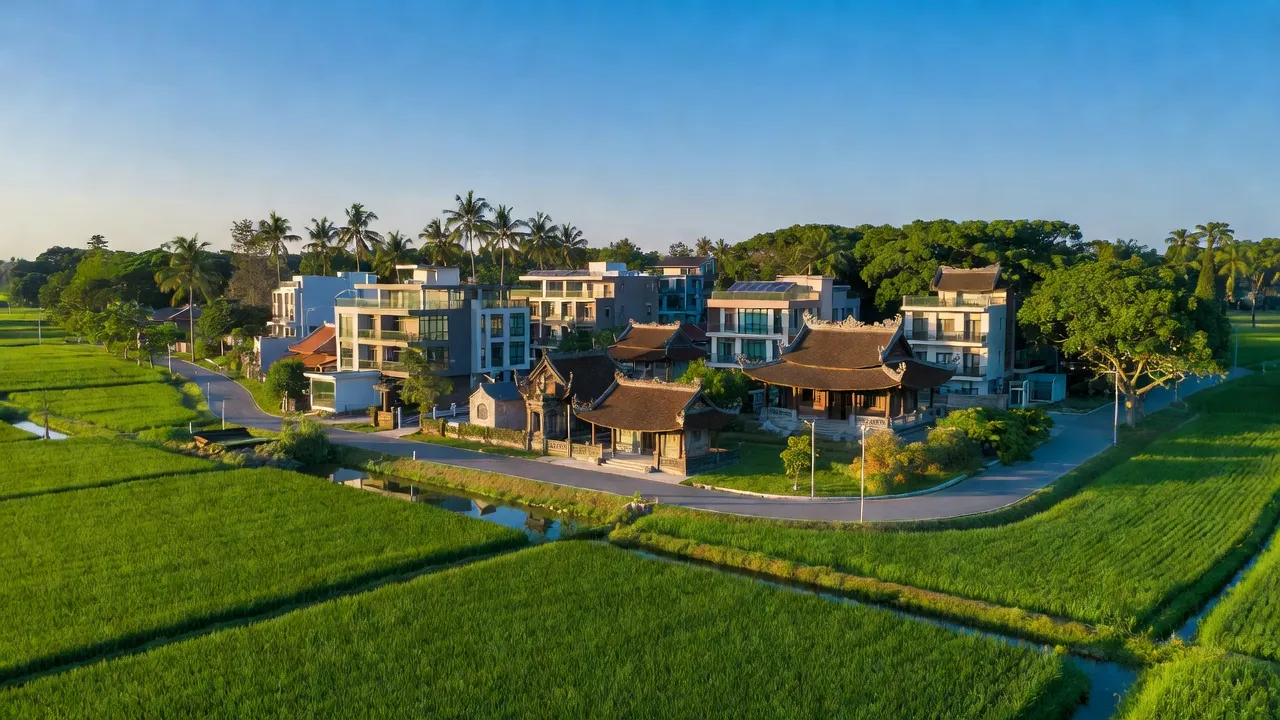 Khung cảnh Phường Phong Thu, Thị xã Phong Điền, bao gồm thiên nhiên và kiến trúc Việt Nam.