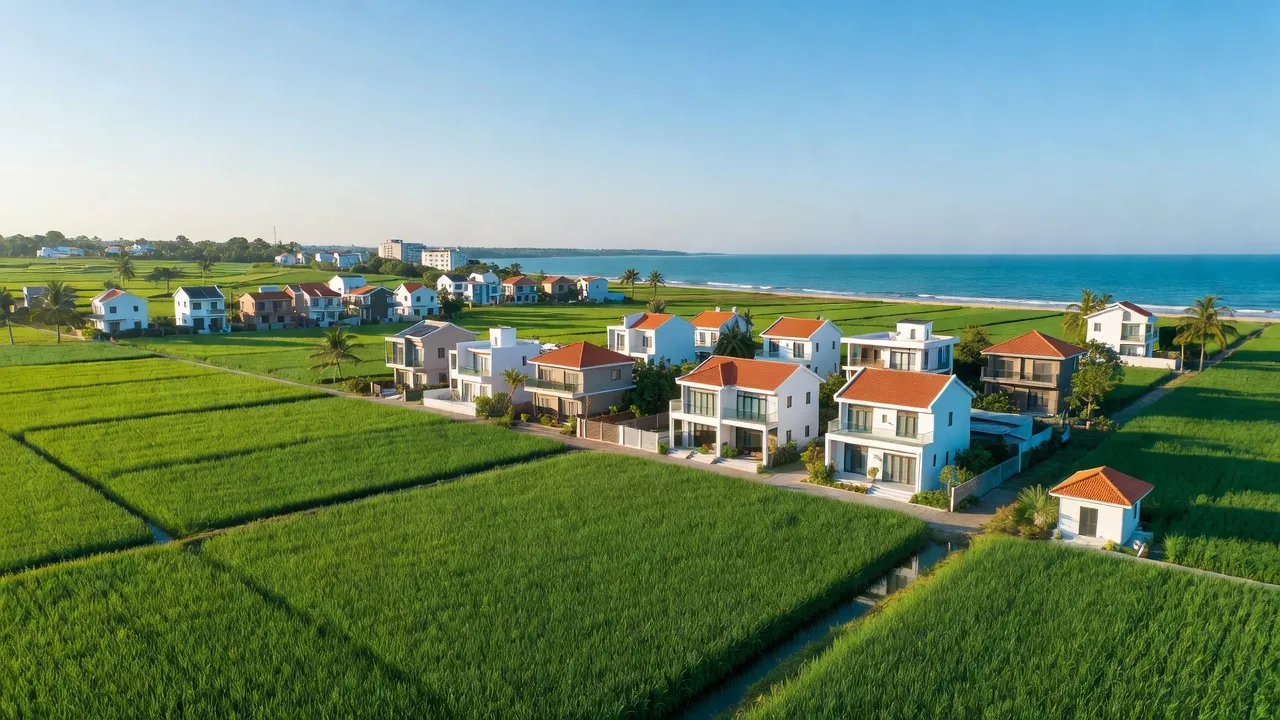 Xã Lộc Tiến, huyện Phú Lộc, Huế với cảnh quan xanh tươi và bãi biển tuyệt đẹp.
