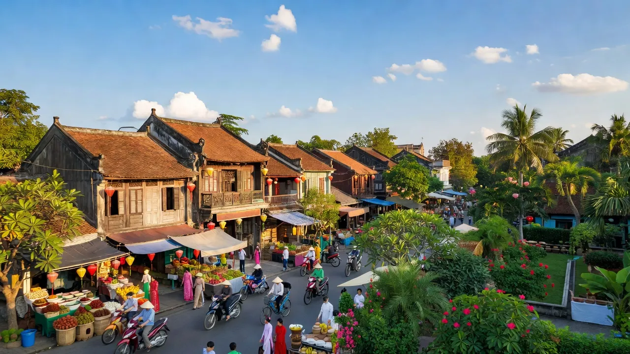 Khung cảnh Phường Gia Hội, Quận Phú Xuân, Thành phố Huế với kiến trúc cổ điển và hoạt động của cộng đồng.