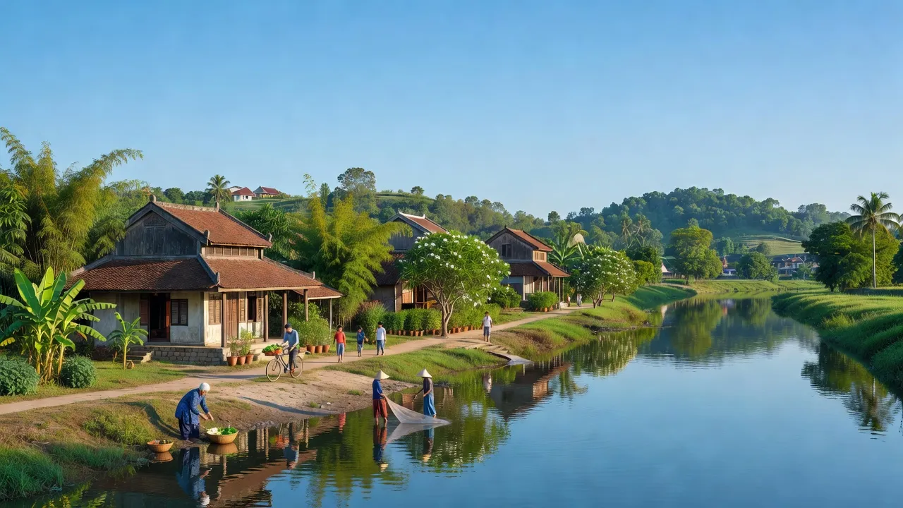 Khung cảnh Phường Hương Long, Quận Phú Xuân, thành phố Huế với kiến trúc truyền thống và thiên nhiên.