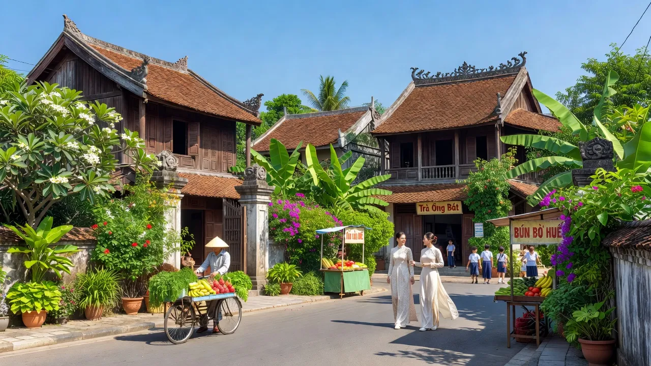 Phường An Tây ở Quận Thuận Hóa, thành phố Huế, với đường phố nhộn nhịp và kiến trúc truyền thống.